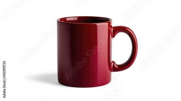 Fototapeta Burgundy mug mockup on white background. Generative AI