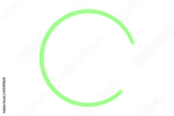 Fototapeta Green Neon Glowing Circular Frame with Open Gap on transparent background.