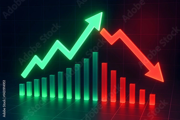 Fototapeta Dynamic graph showing market trends and changes.