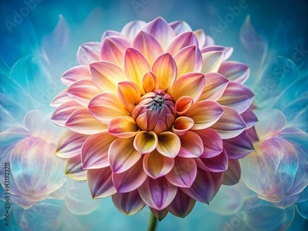 Obraz Top View Dahlia Flower Double Exposure Stock Photo - Vibrant Floral Photography