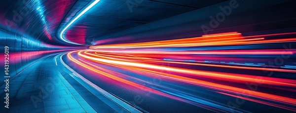 Fototapeta wide background with colourful moving fast lines for high speed internet banner 