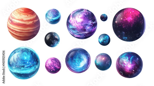 Fototapeta 3d galaxy element set isolated on white transparent background