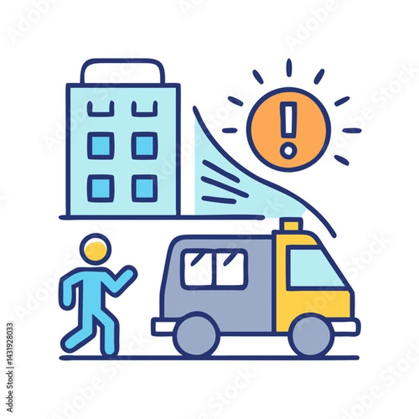 Fototapeta Emergency Broadcast System Icon: Urgent Warning and Announcement
