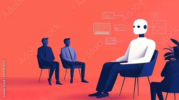 Fototapeta Startup ceo discusses future of ai technology at innovative business meeting modern office digital environment