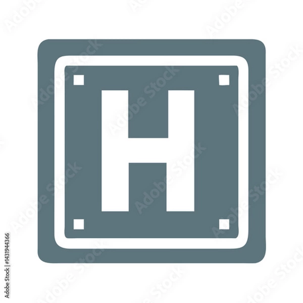 Obraz Pixelated H Symbol within a Square Frame Design