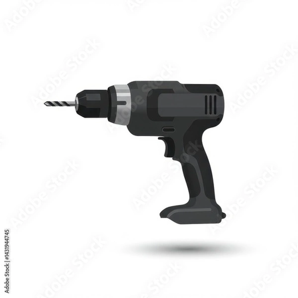 Obraz Black cordless drill tool illustration