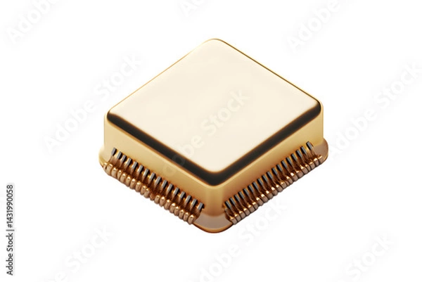 Obraz Golden Integrated Circuit Chip with Detailed Pins and Sleek Design for Technology and Electroni