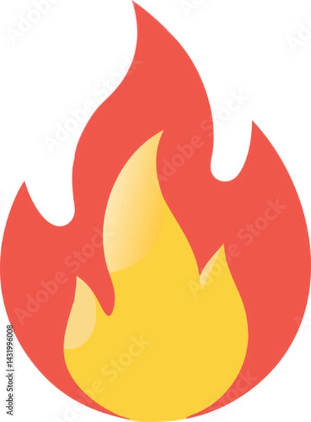 Fototapeta Illustration of a colorful flame symbol in red, orange, and yellow, representing fire, energy, and heat, ideal for energy, safety, and warning-related designs.