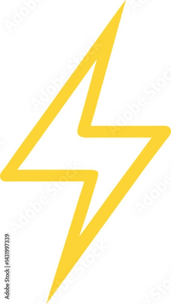 Fototapeta Illustration of a yellow lightning bolt symbol, representing power, energy, and electricity, ideal for energy, technology, and dynamic design themes.