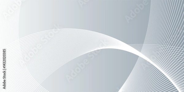 Obraz Gray and white abstract background with flowing particles. Digital future technology concept. eps 10