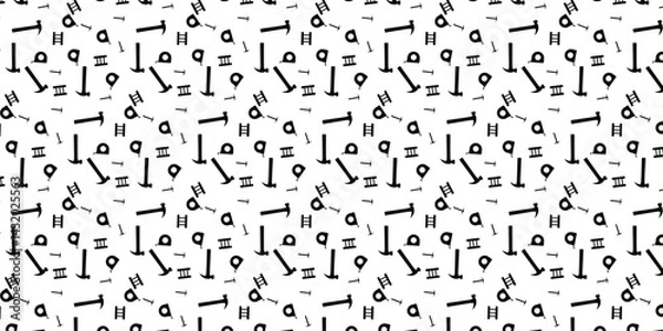 Fototapeta black and white seamless pattern with construction tools. International worker day background