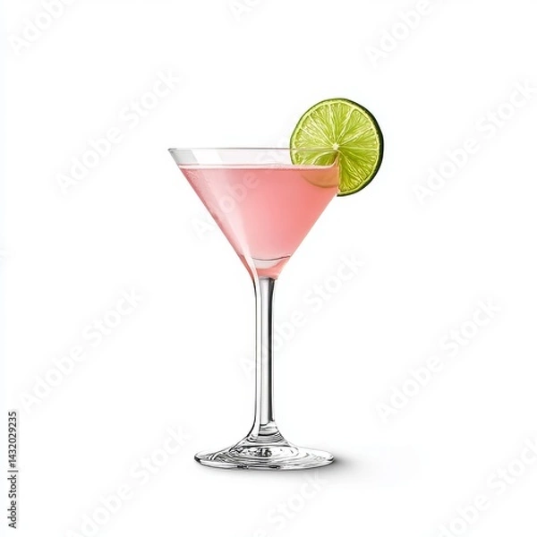 Fototapeta The cosmopolitan cocktail is presented in a martini glass on a see-through background