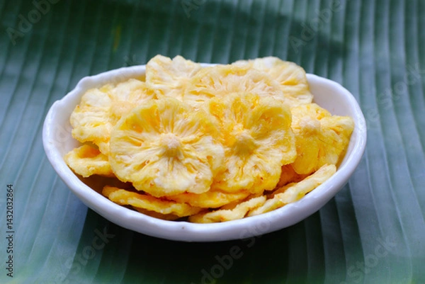 Fototapeta Sweet pineapple snack, Dried pineapples slices