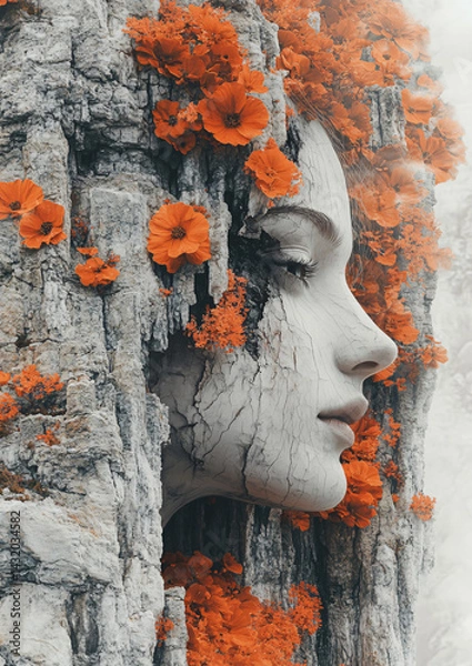 Fototapeta Sleeping Giant: The Face Emerging from the Mist.