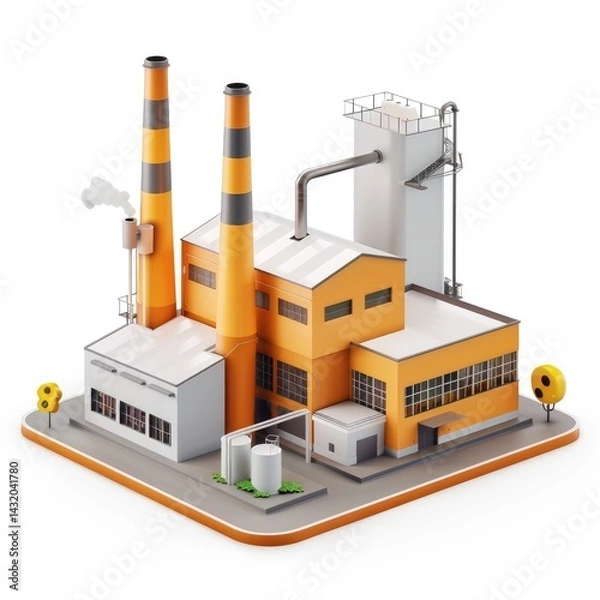 Fototapeta 3d industrial factory building on a platform.