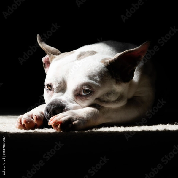 Fototapeta Dog Resting in Dramatic Light