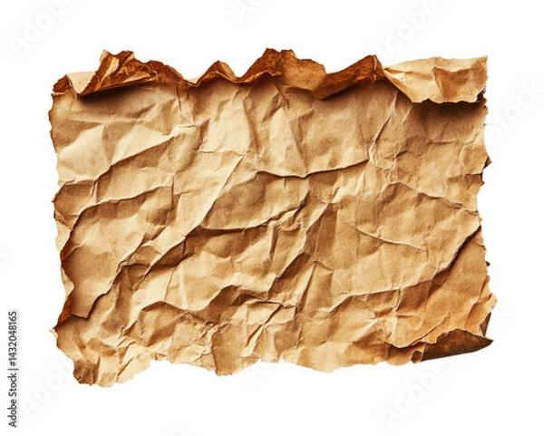 Fototapeta Crumpled old paper texture for design abstract isolated on transparent background