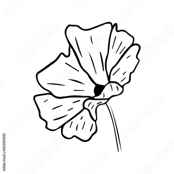 Fototapeta Minimalist Line Art Flower. Elegant Botanical Outline Illustrations