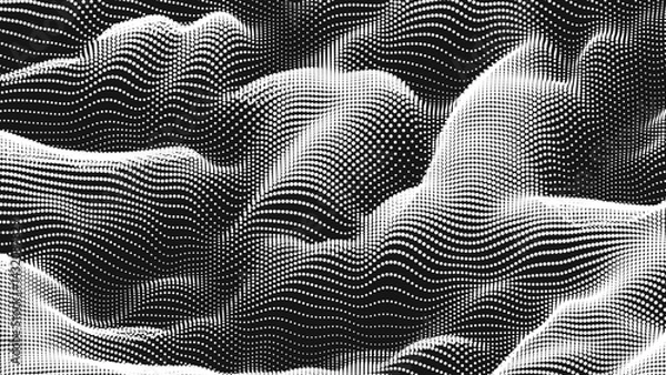 Fototapeta Point wave noise texture. Abstract dot background. Technological cyberspace background.