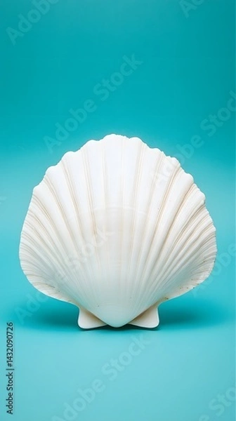 Obraz Elegant White Seashell on Teal Background Minimalist Ocean Photography