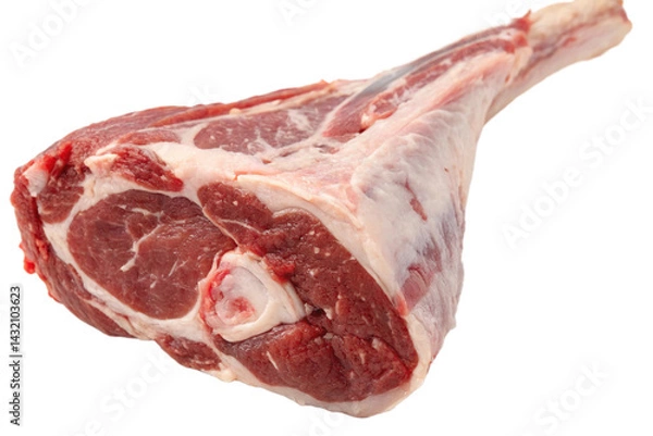 Fototapeta Raw whole lamb leg isolated on transparent background

