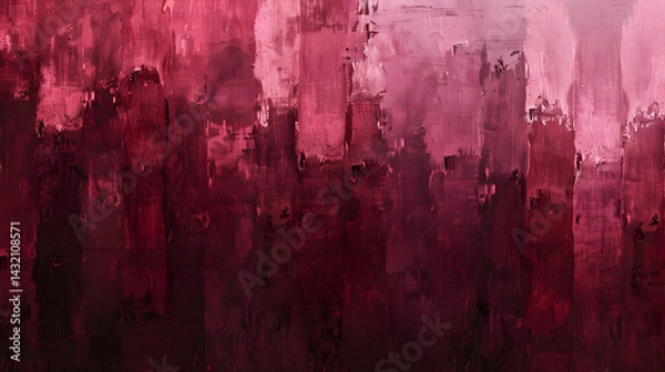 Fototapeta Abstract painting featuring various shades of red and pink with visible brushstroke textures art