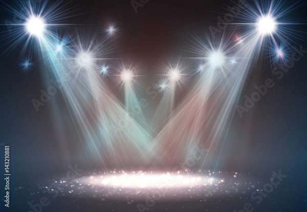 Obraz Spotlight on stage with smoke and light.