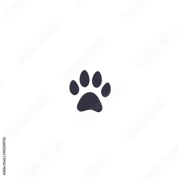 Fototapeta simple black paw print icon is centered transparency background, symbolizing animals or pets. design is minimalistic and can represent themes of wildlife, pet care, or animal tracking