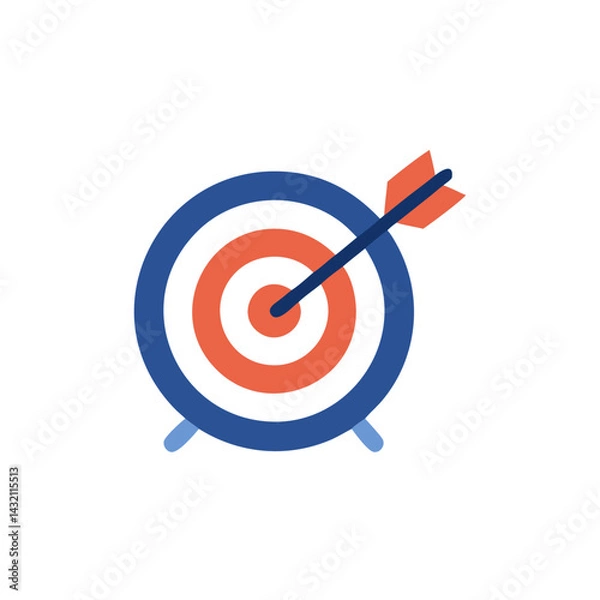 Fototapeta archery icon Target with Arrow Hit in Center  