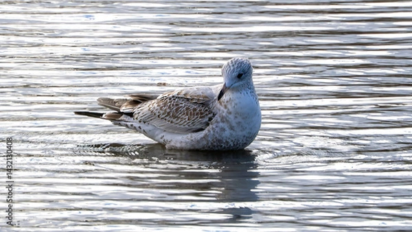 Fototapeta Seagulls resting in the calm lake
