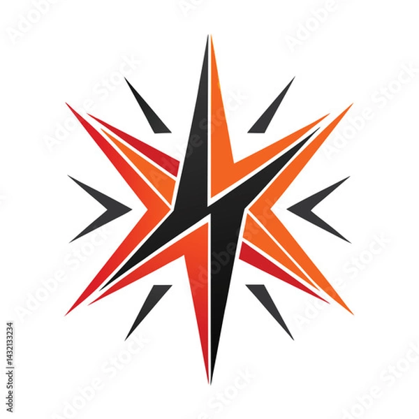 Obraz Unique vector illustration featuring a dynamic lightning bolt design with sharp edges, blending blue and black colors in an eye-catching geometric pattern