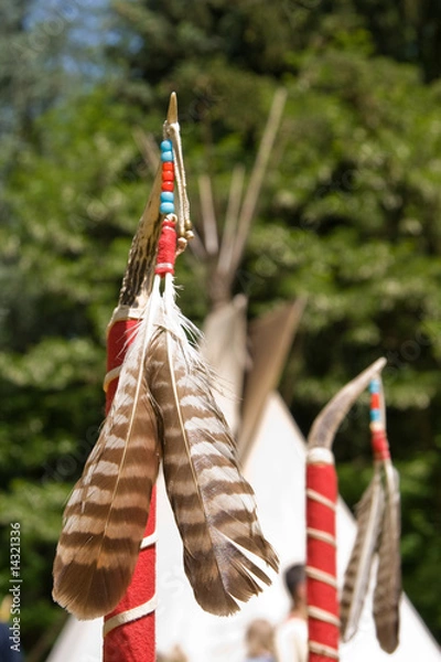Obraz Indianer Stab mit Federn