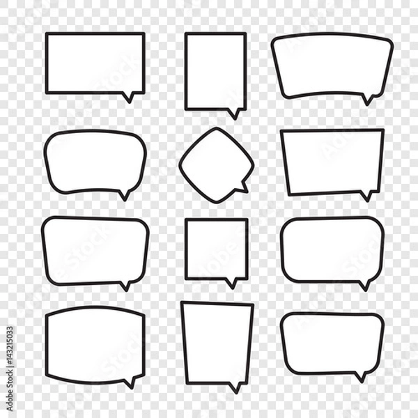 Obraz Set of rectangle comic speech bubbles. Collection isolated vector image.