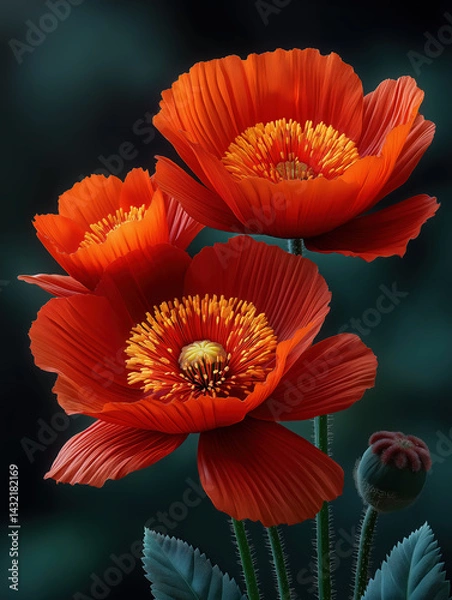 Fototapeta Poppy Flowers created with Generative AI Technology, ai, generative