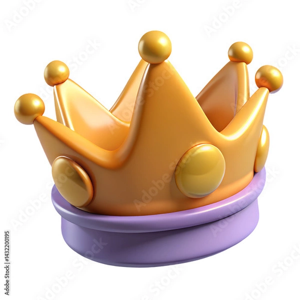 Obraz King or Queen Crown – Cartoon Style, Made in 3D on Transparent Background