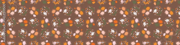Fototapeta Simple whimsical modern floral abstract border shape seamless pattern. Trendy pastel color banner with hand drawn playful style for edging trim, wash tape and summer texture ribbon background.
