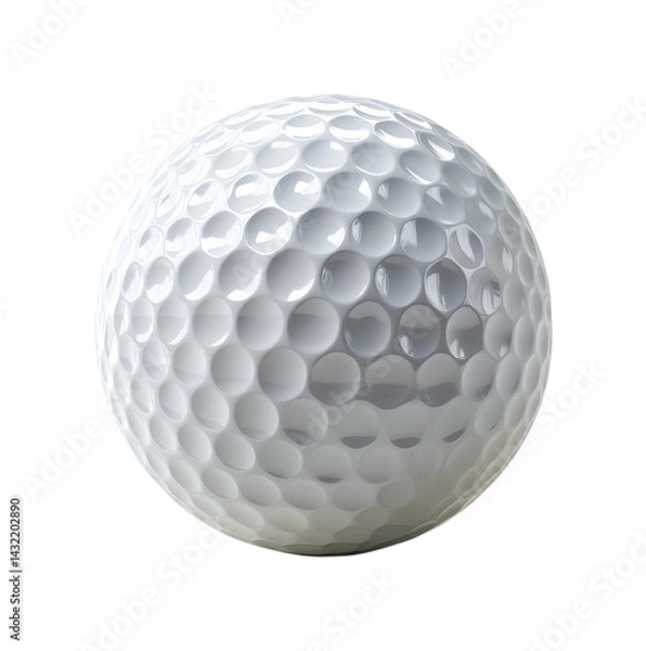 Fototapeta High-Resolution Close-up of Professional White Golf Ball Featuring Aerodynamic Dimple Pattern and Premium Surface Detail Isolated on Transparent and White Background