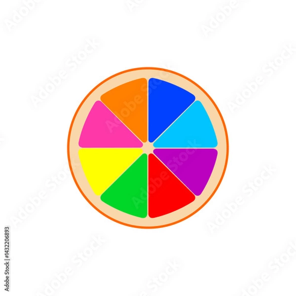 Fototapeta Colorful circular design resembling a fruit slice with vibrant segments representing different colors in a creative layout