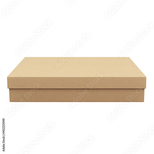 Fototapeta Rectangular light beige cardboard box with an open flap.