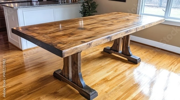 Fototapeta Handcrafted Farmhouse Dining Table: Rustic Elegance for Your Home