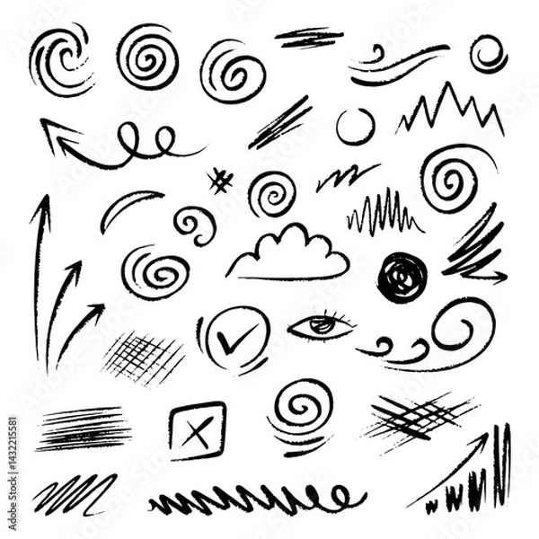 Fototapeta Colorful and modern abstract doodle illustrations, basic elements for your design needs.