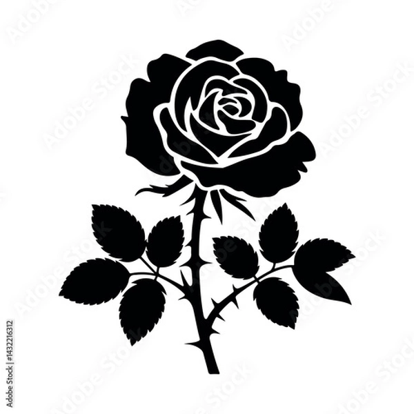 Obraz Rose flower vector silhouette design with a white background