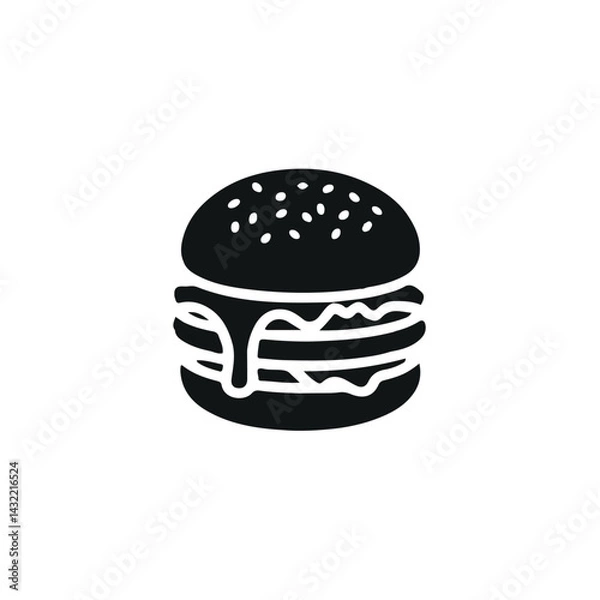 Obraz Burger icon silhouette with a white background
