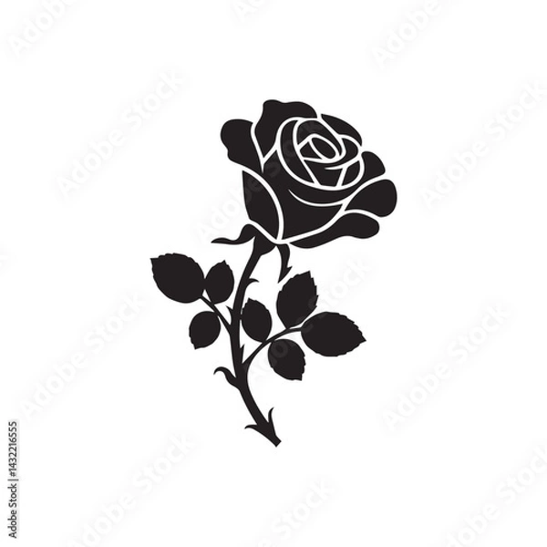 Obraz Rose flower vector silhouette design with a white background