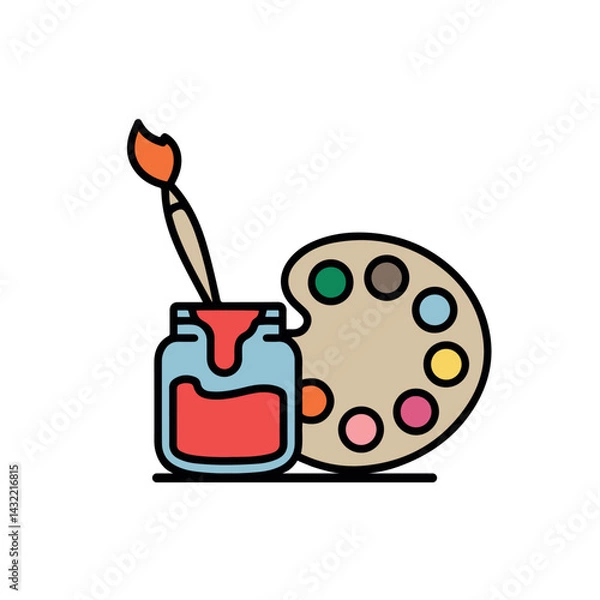 Obraz Colour, Paintbrush and colour palette vector illustration 