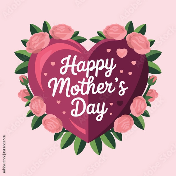 Obraz Happy Mother’s Day Floral Heart – Elegant Rose Frame Greeting Card Design