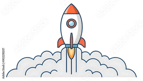 Fototapeta Rocket launch vector startup symb