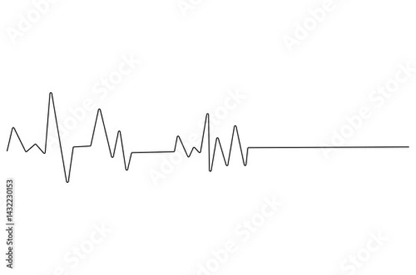 Fototapeta Continuous one line drawing of Heartbeat. Single line drawing illustration of ECG or EKG Cardio graph. Medical cardiology concept vector art. Doodle line illustration.