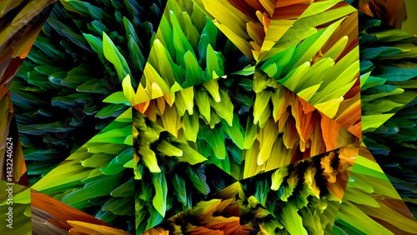 Obraz Abstract 3D Kaleidoscope Marine Green Plants Painting