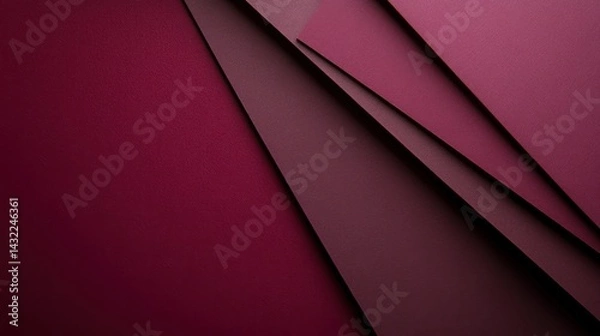 Fototapeta Abstract maroon paper layers, geometric design, studio background, design texture